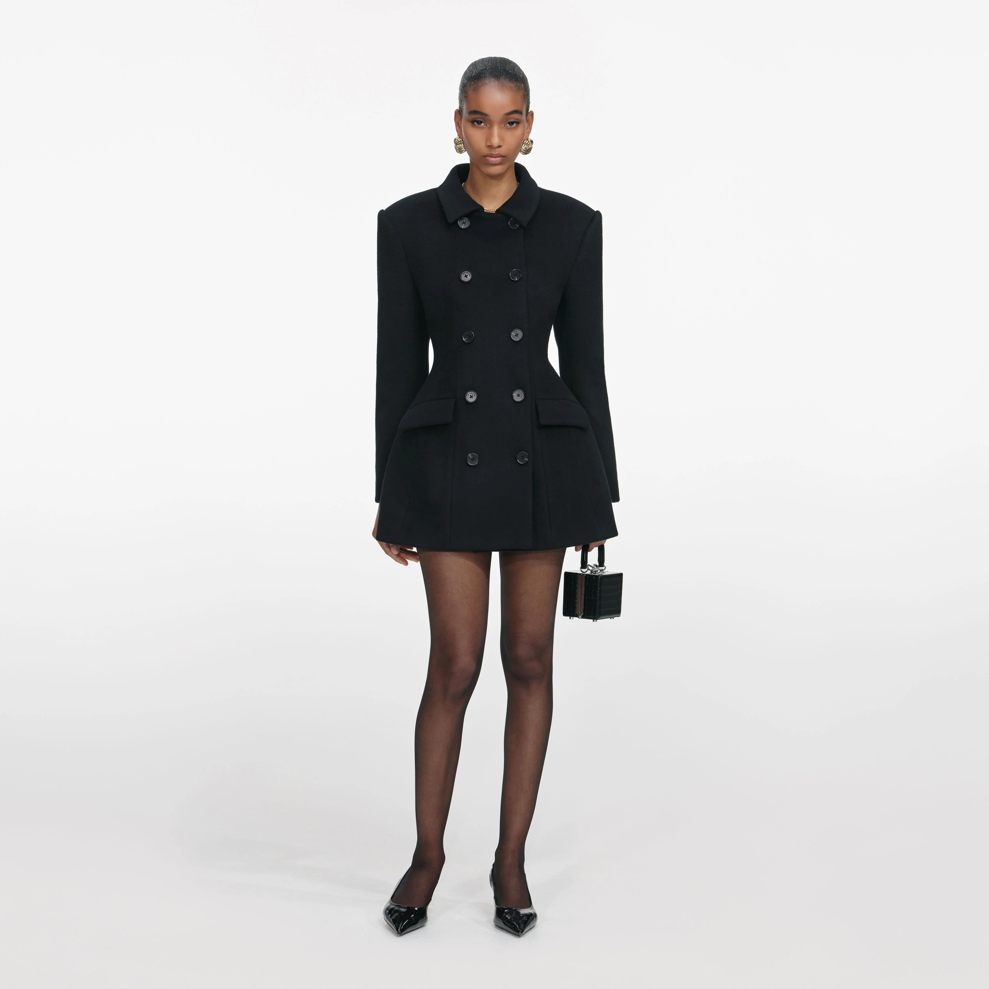 Black Wool Double Breasted Jacket