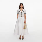 White Knit Linen Midi Dress