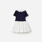 Navy Knit Pleated Dress