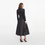 Grey Knit Twill Midi Dress