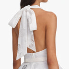 White Linen Blend Peplum Top