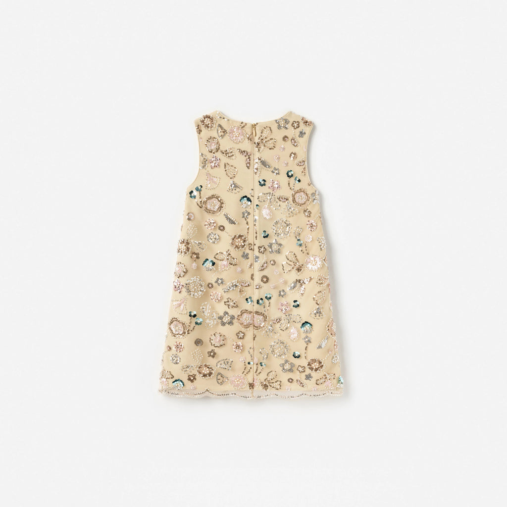 Champagne Sequin Embroidered Sleeveless Dress