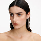 Crystal Bow Pearl Dangle Earrings