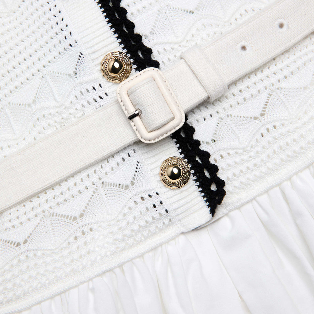 White Knit Linen Midi Dress