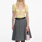 Yellow Contrast Lace Knit Top