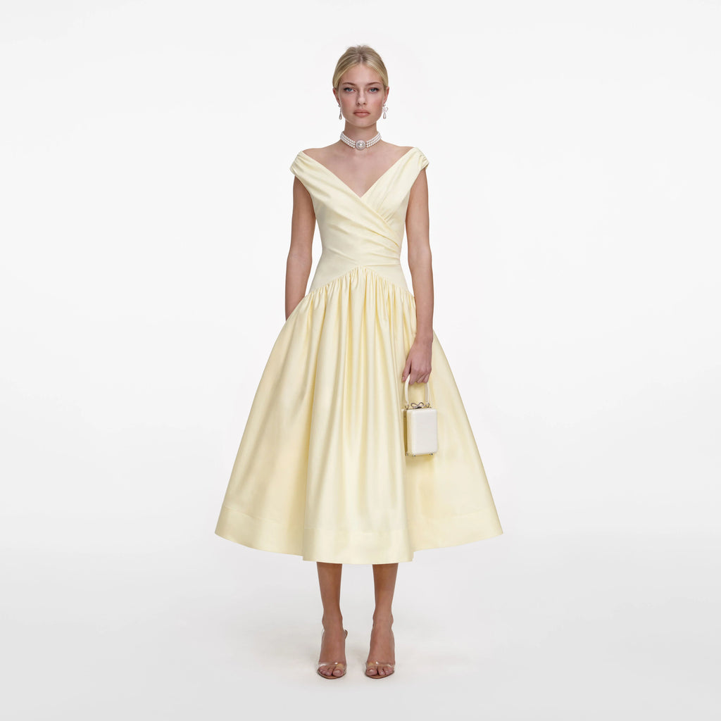Yellow Cotton Midi Dress