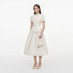 Cream Boucle Taffeta Midi Dress
