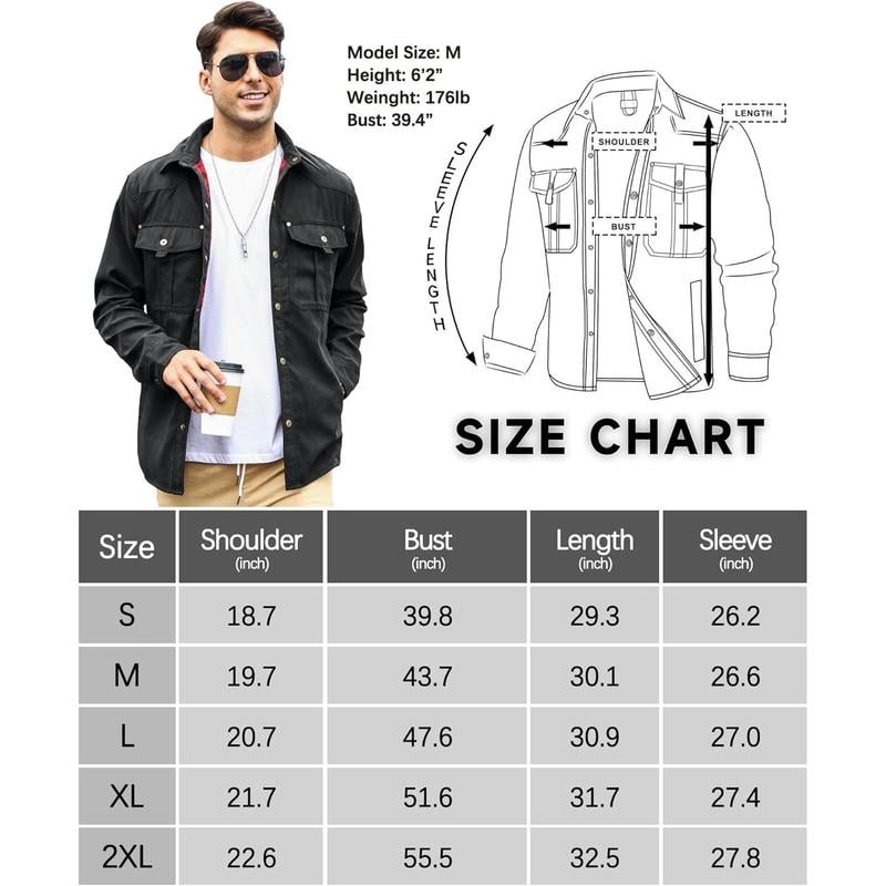 🔥Men's Flannel Lined Shacket Jacket