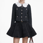Charcoal Lace Collar Cardigan