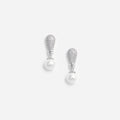 Silver Crystal Pearl Drop Earrings