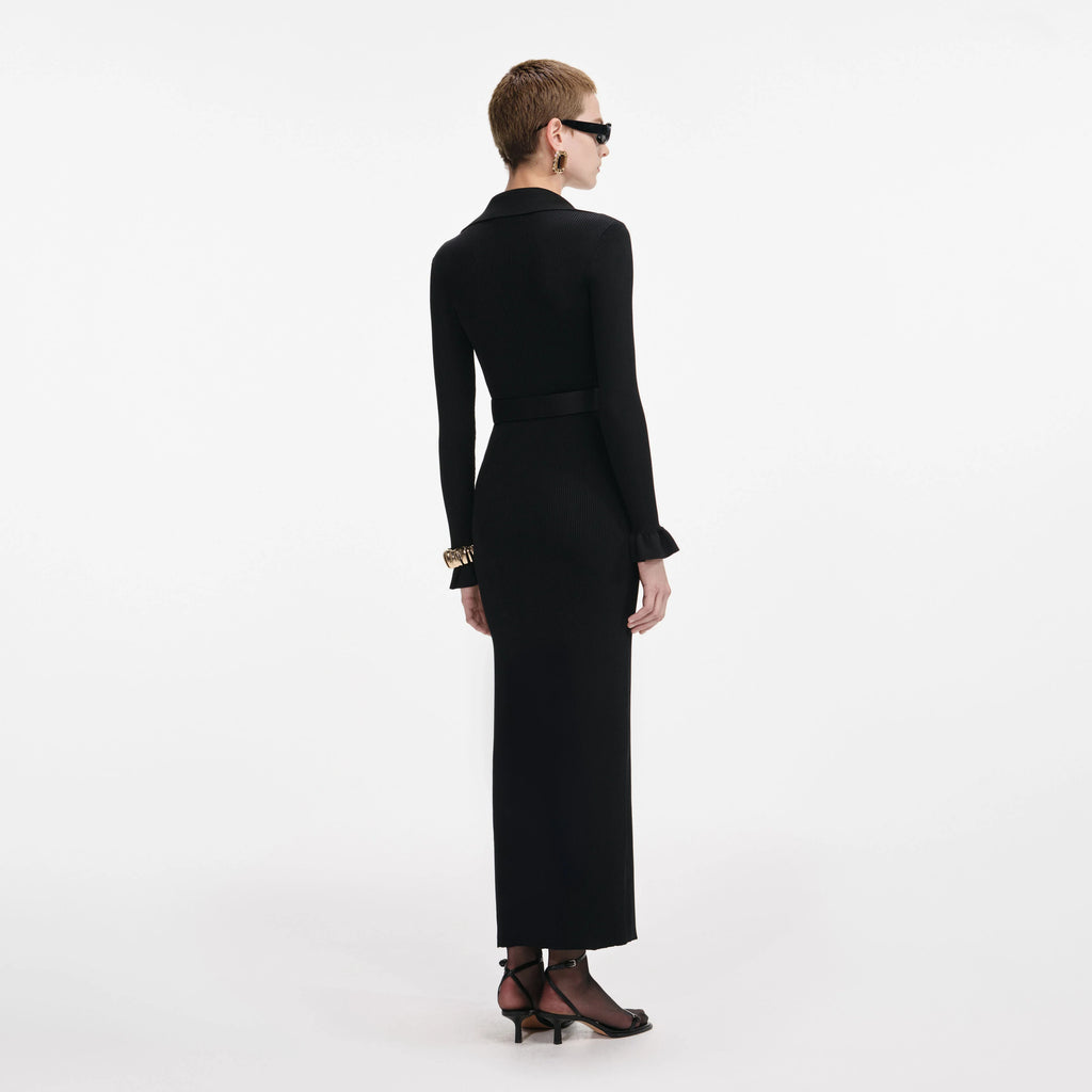 Black Ribbed Knit Maxi Dress