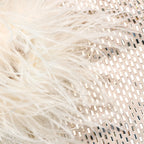 Champagne Rhinestone Feather Midi Dress