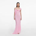 Pink Georgette Frill Maxi Dress