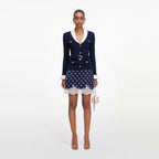 Navy Ribbed Knit Cardigan