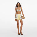 Yellow Floral Linen Shorts