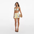 Yellow Floral Linen Shorts