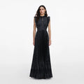 Black Polka Dot Frill Maxi Dress