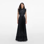 Black Polka Dot Frill Maxi Dress