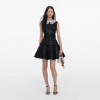 Black Sequin Boucle Mini Dress