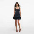 Indigo Denim 3D Flower Mini Dress