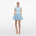 Blue Crepe Lace Mini Dress