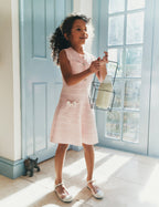 Pink Lace Bow Knit Dress