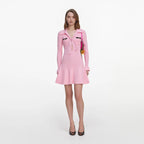 Pink Viscose Knit Tie Mini Dress