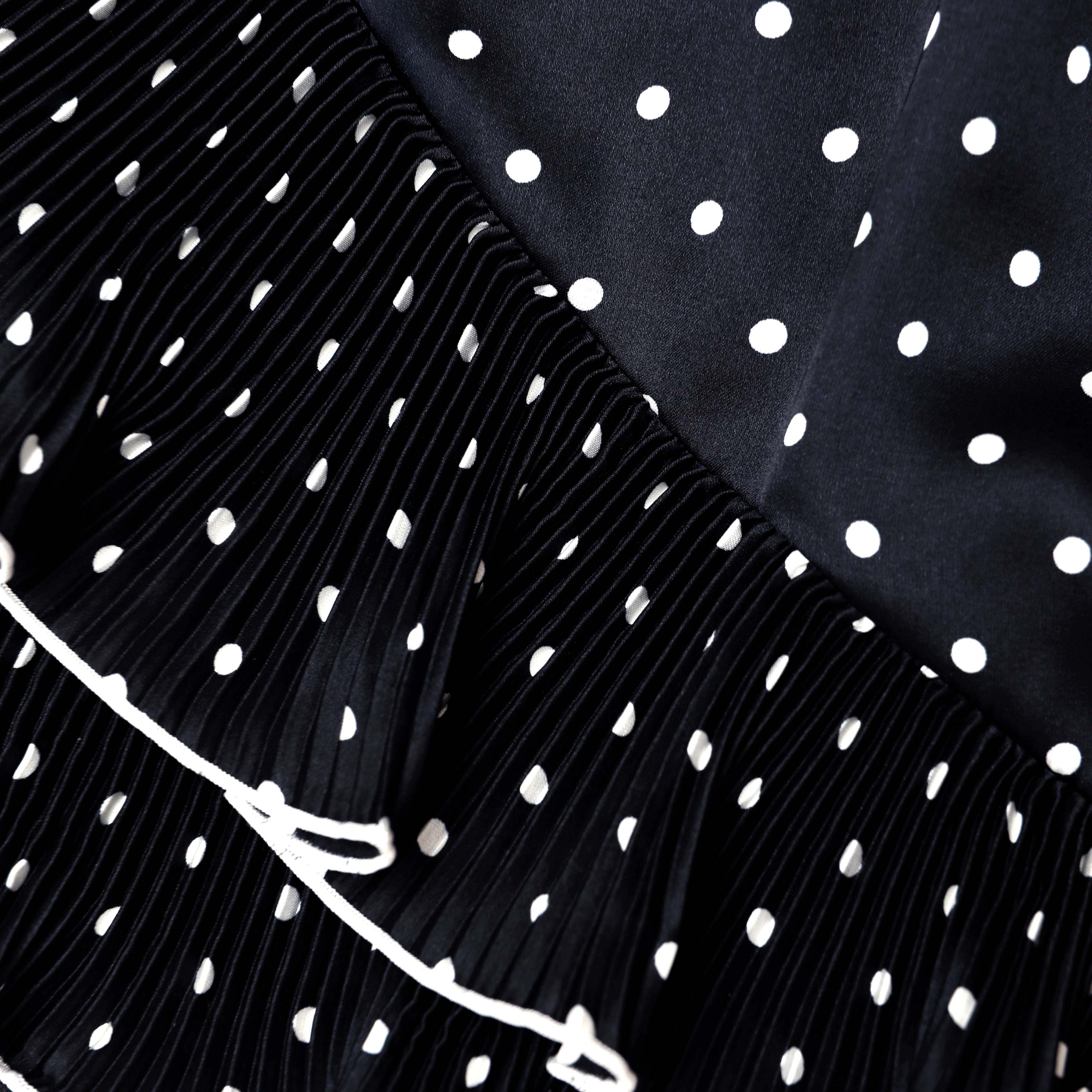 Black Polka Dot Frill Top
