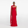 Red Georgette Flower Maxi Dress
