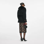 Black Denim Fur Collar Jacket