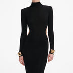 Black Viscose Knit Cut Out Maxi Dress