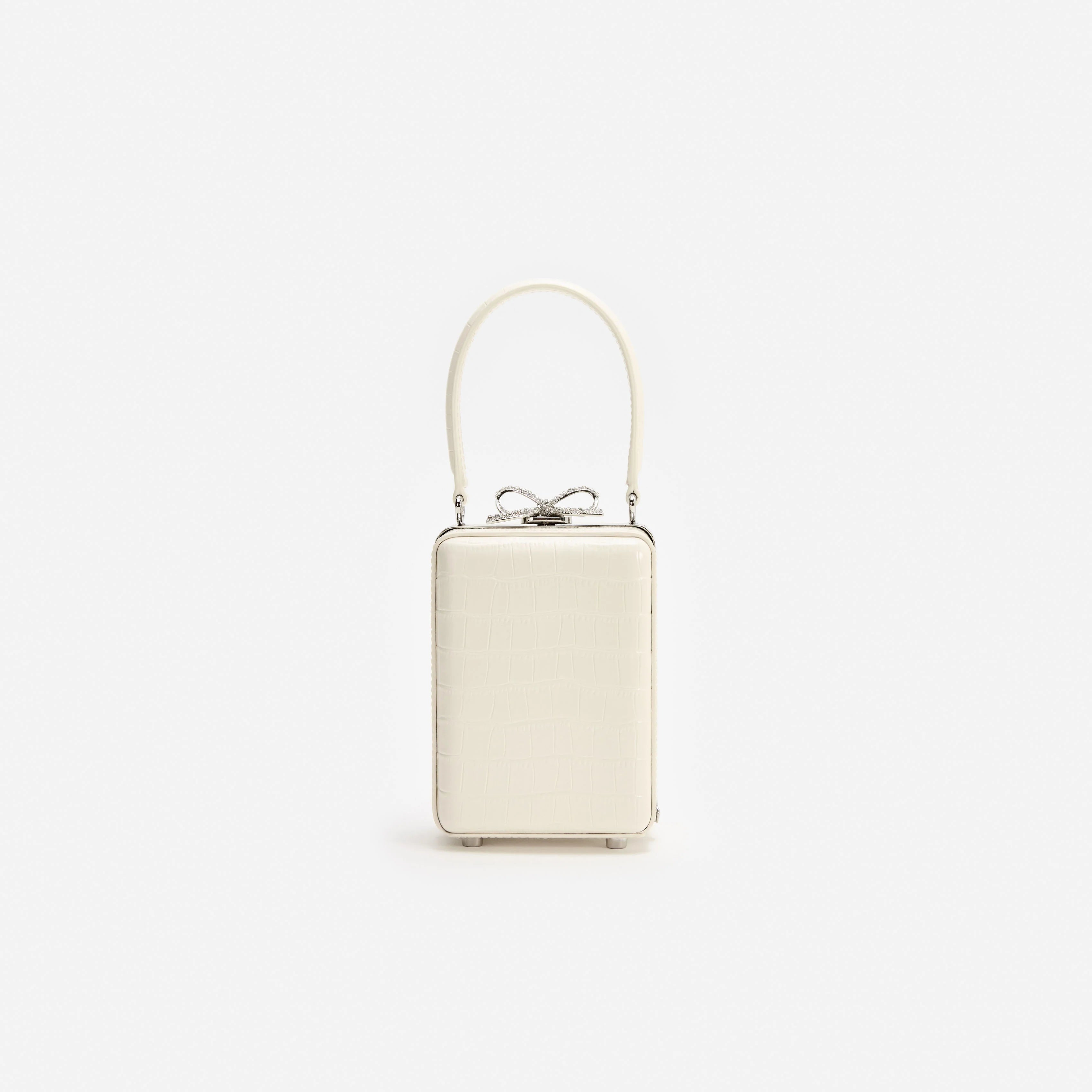 Cream Croc Leather Micro Bag