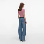 Pink Short Sleeve Viscose Knit Top