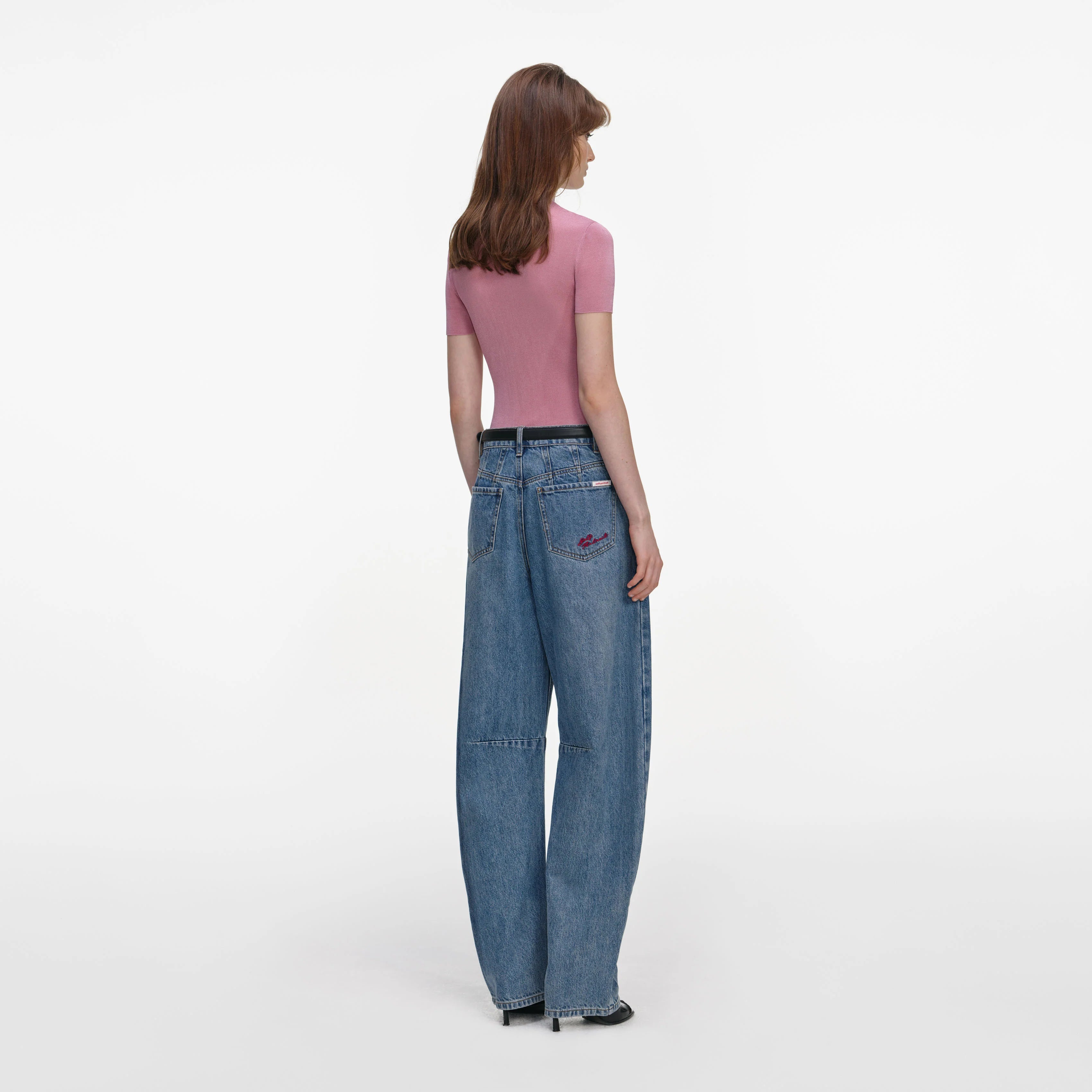 Pink Short Sleeve Viscose Knit Top