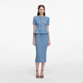 Blue Peplum Knit Midi Dress