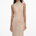Champagne Rhinestone Racer Back Maxi Dress