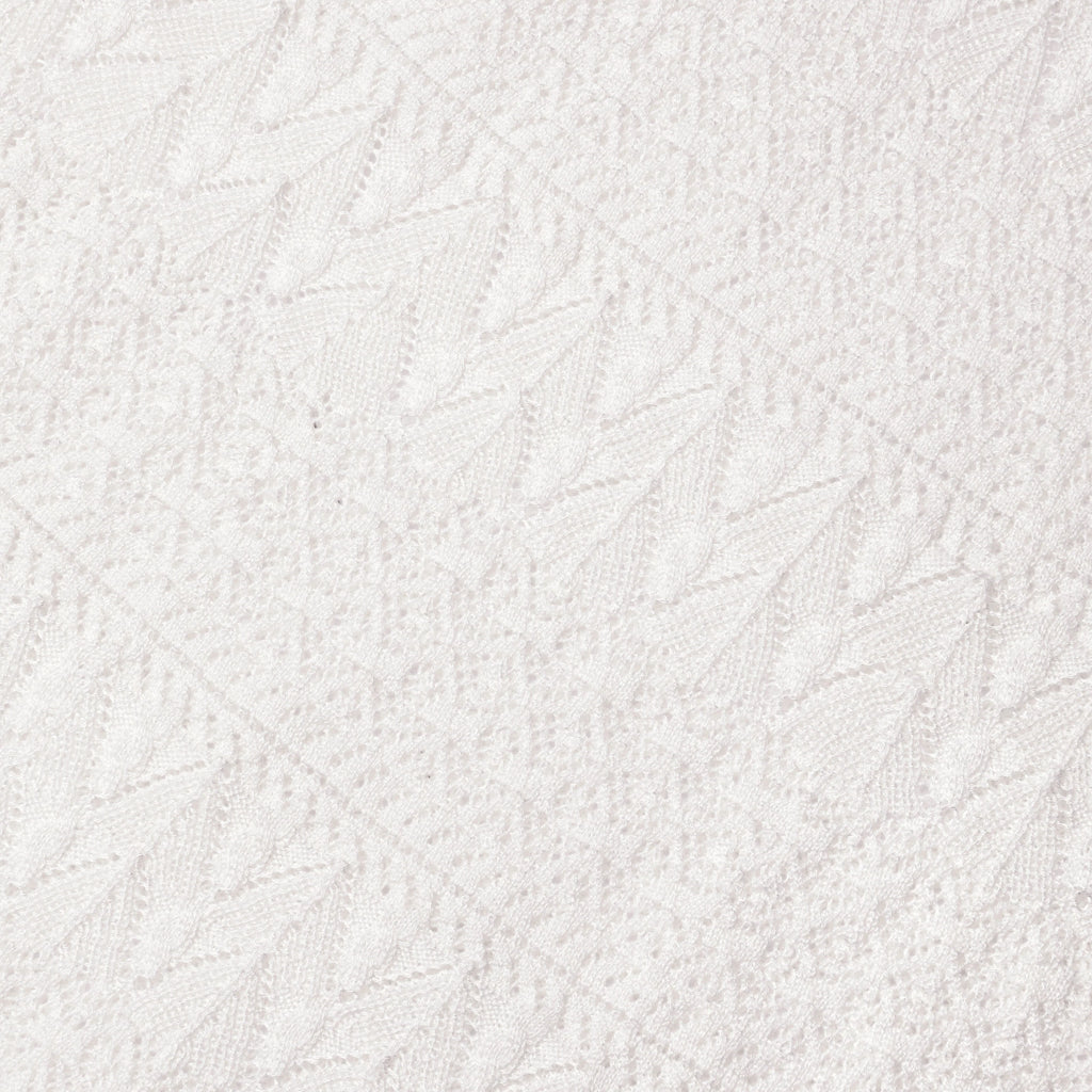 White Pointelle Knit Midi Skirt