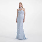 Blue Georgette Flower Maxi Dress