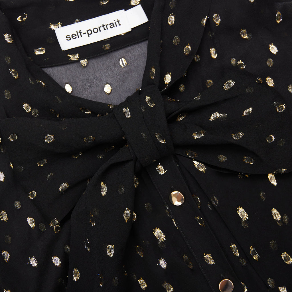 Black And Gold Tie Neck Maxi Dress