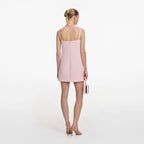 Pink Crepe 3D Sequin Flower Mini Dress
