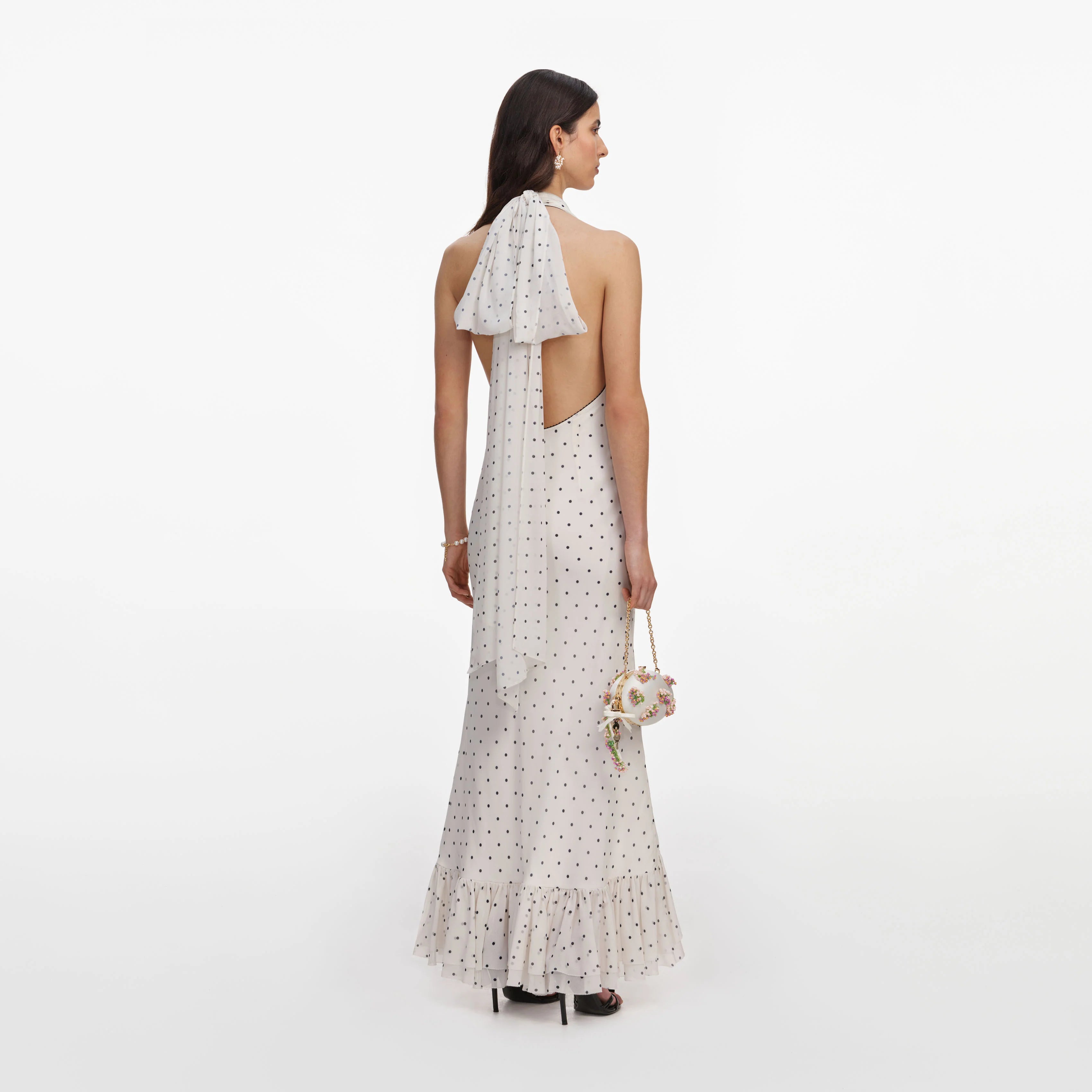 Polka Dot Halter Neck Midi Dress