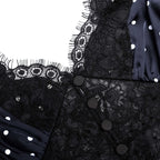 Polka Dot Satin Lace Maxi Dress