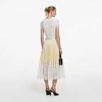 Yellow Satin Lace Midi Skirt