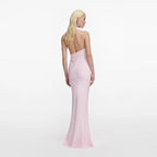 Pink Crepe Halter Neck Maxi Dress