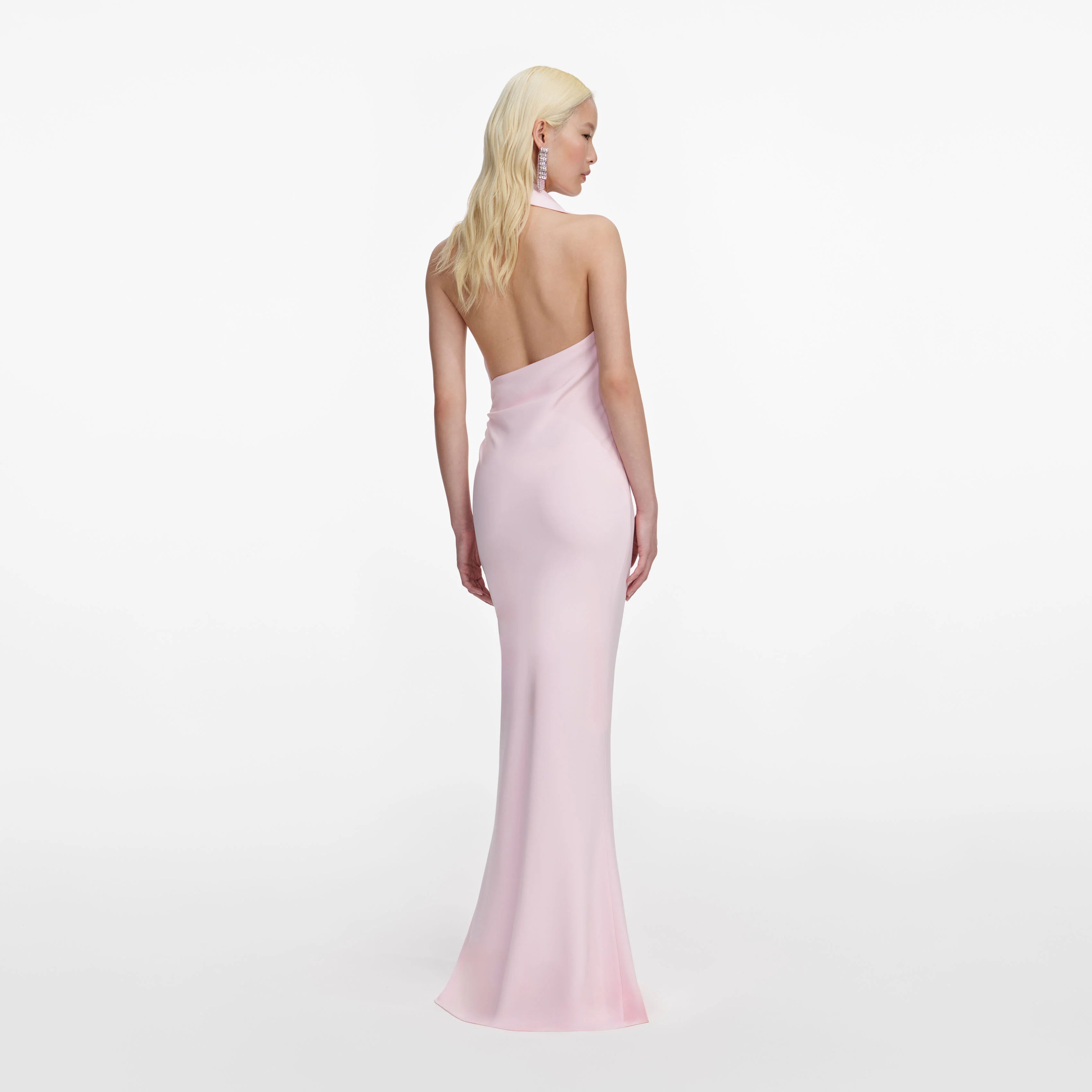 Pink Crepe Halter Neck Maxi Dress