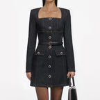 Indigo Denim Long Sleeve Mini Dress