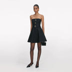 Black Denim Bandeau Mini Dress