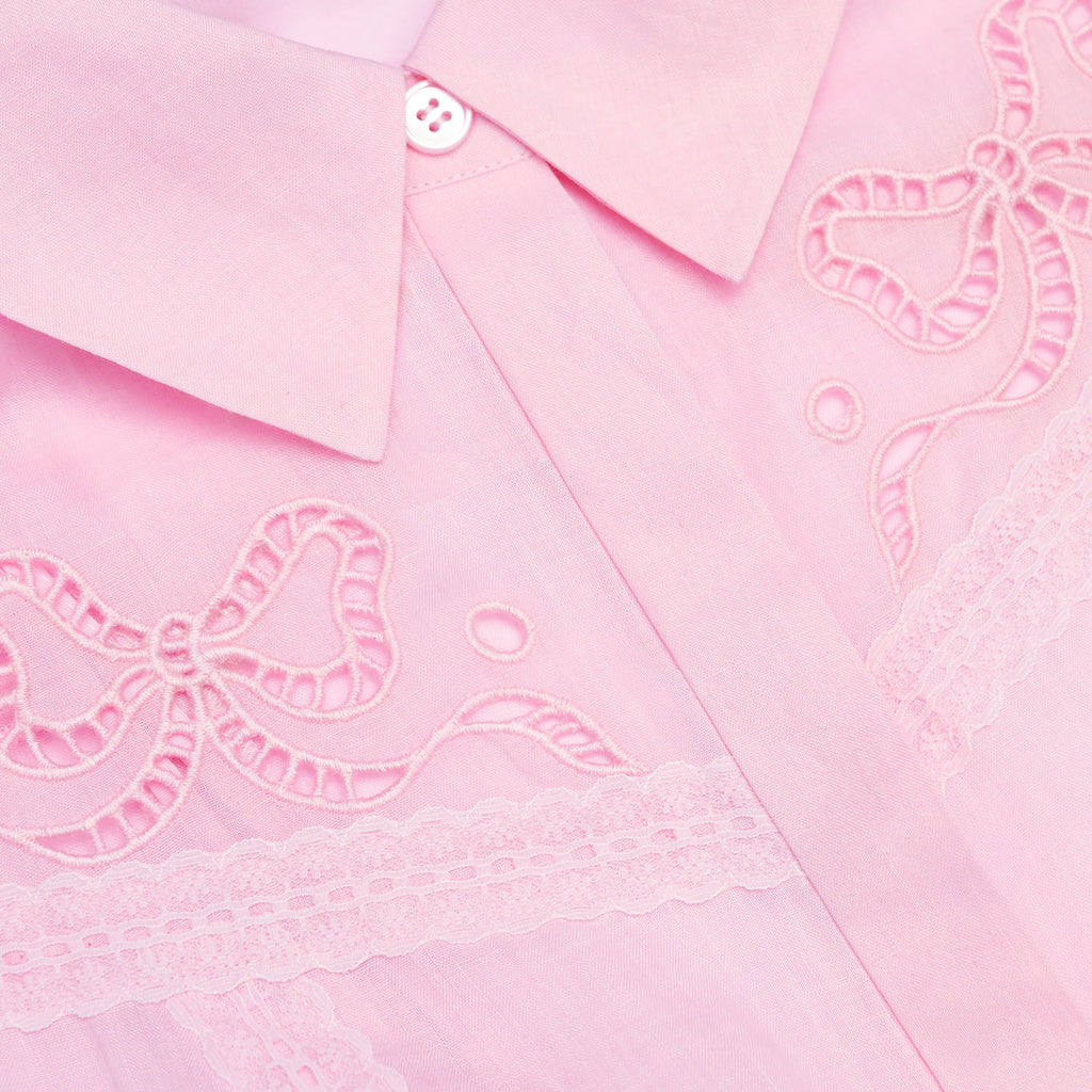 Pink Embroidered Mini Dress