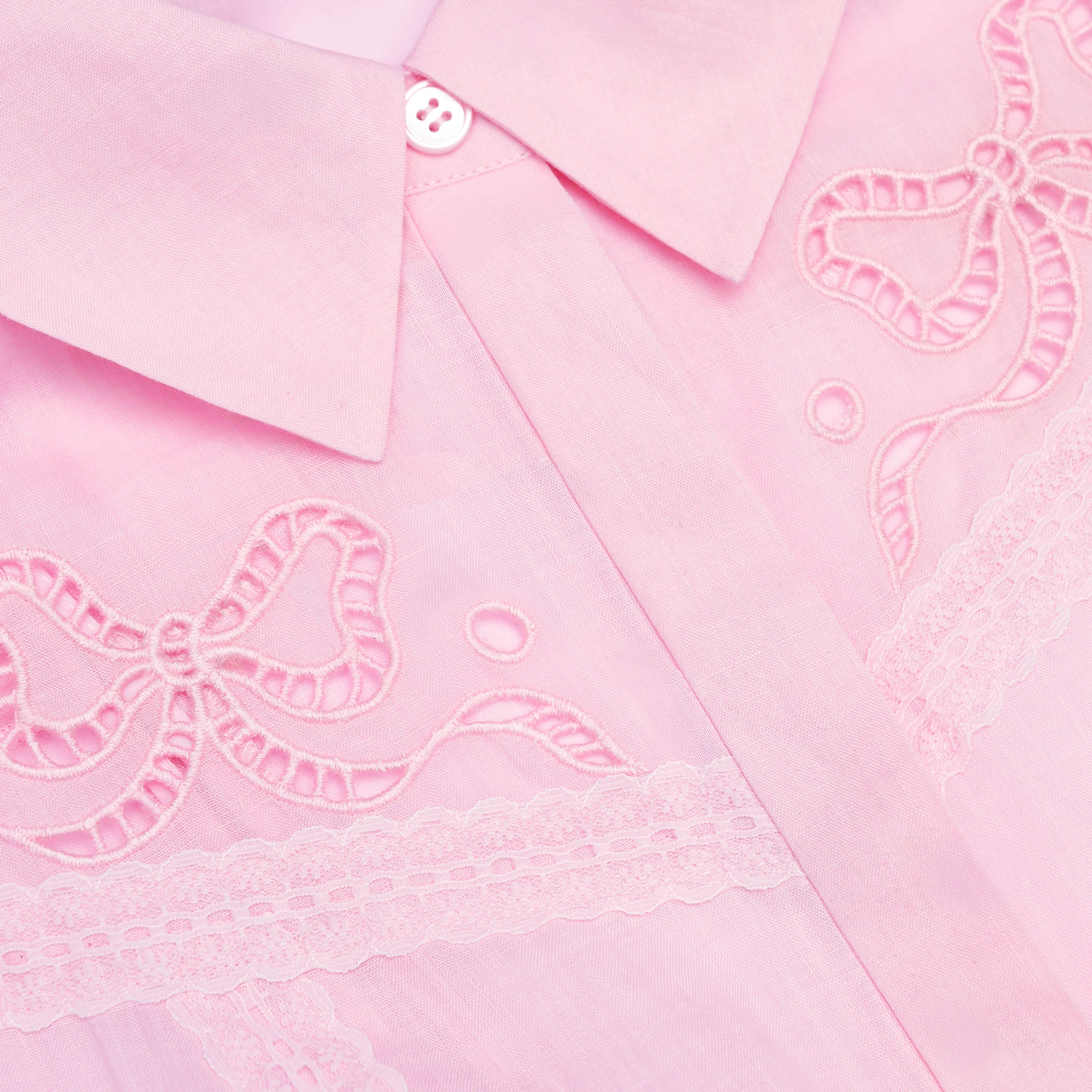 Pink Embroidered Mini Dress