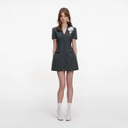 Grey Tailored Flower Detail Mini Dress